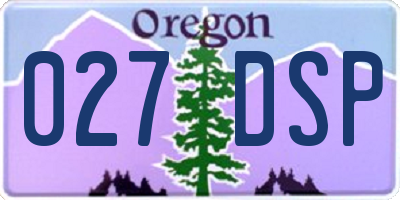 OR license plate 027DSP
