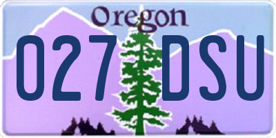 OR license plate 027DSU