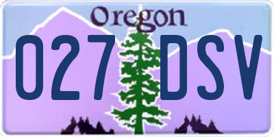 OR license plate 027DSV