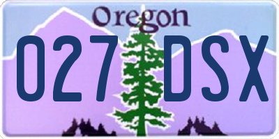 OR license plate 027DSX