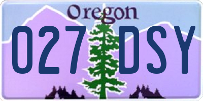 OR license plate 027DSY