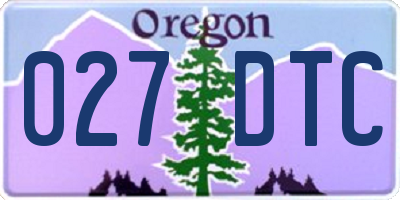 OR license plate 027DTC