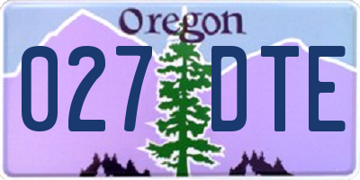 OR license plate 027DTE
