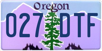 OR license plate 027DTF
