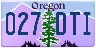 OR license plate 027DTI
