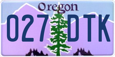 OR license plate 027DTK