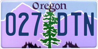OR license plate 027DTN
