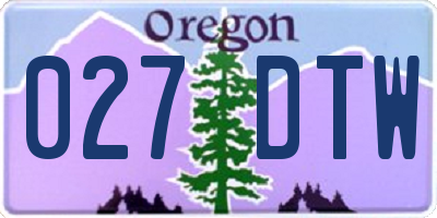 OR license plate 027DTW