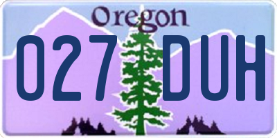 OR license plate 027DUH