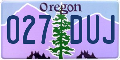 OR license plate 027DUJ
