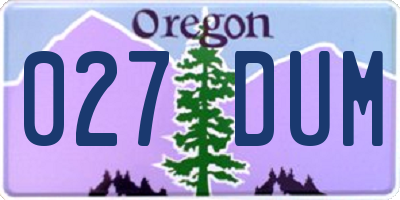 OR license plate 027DUM