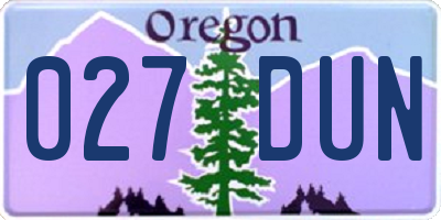 OR license plate 027DUN