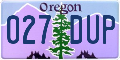OR license plate 027DUP