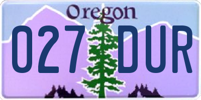 OR license plate 027DUR