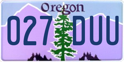 OR license plate 027DUU