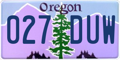 OR license plate 027DUW