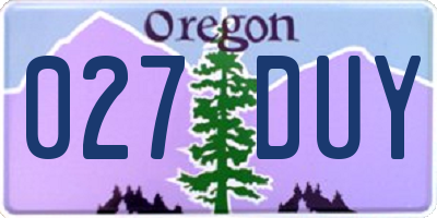 OR license plate 027DUY