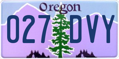 OR license plate 027DVY