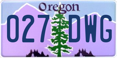 OR license plate 027DWG
