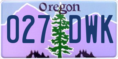 OR license plate 027DWK