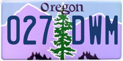 OR license plate 027DWM
