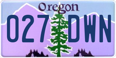 OR license plate 027DWN