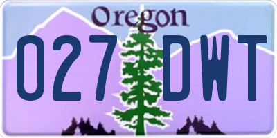 OR license plate 027DWT