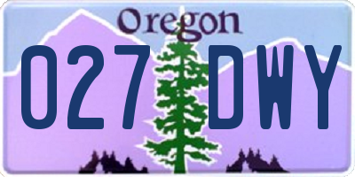 OR license plate 027DWY