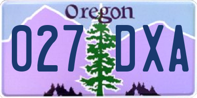 OR license plate 027DXA