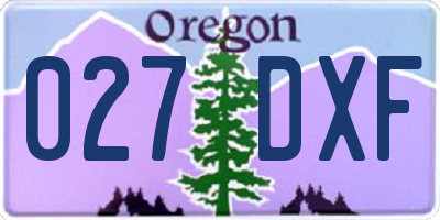 OR license plate 027DXF