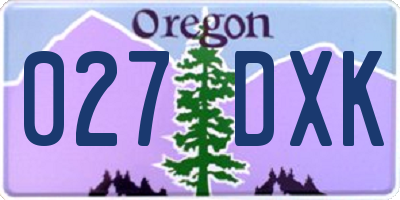 OR license plate 027DXK