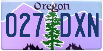 OR license plate 027DXN