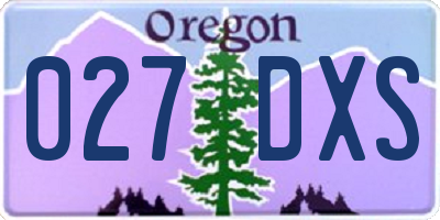 OR license plate 027DXS