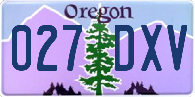 OR license plate 027DXV