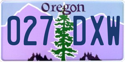 OR license plate 027DXW