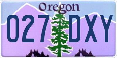 OR license plate 027DXY