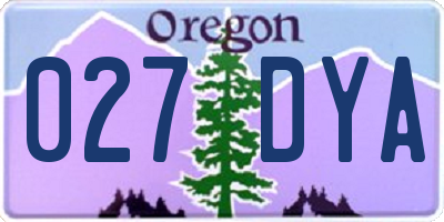 OR license plate 027DYA