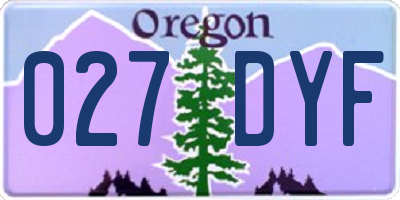 OR license plate 027DYF
