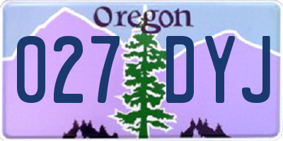 OR license plate 027DYJ