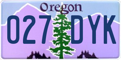 OR license plate 027DYK