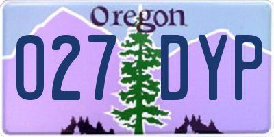 OR license plate 027DYP