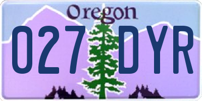OR license plate 027DYR
