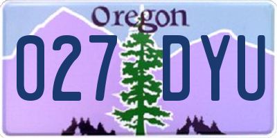 OR license plate 027DYU