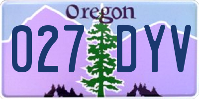 OR license plate 027DYV