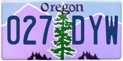 OR license plate 027DYW