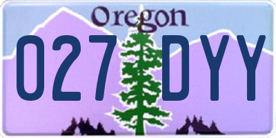 OR license plate 027DYY