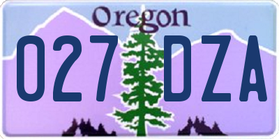 OR license plate 027DZA