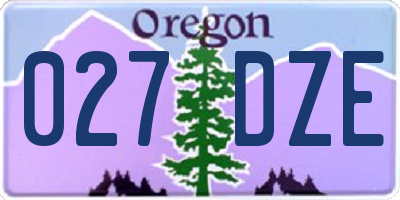 OR license plate 027DZE