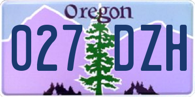 OR license plate 027DZH