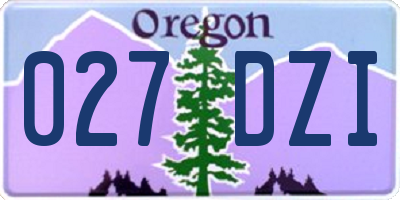 OR license plate 027DZI